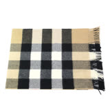 BURBERRY Vintage 粗方格紋經典喀什米爾圍巾(卡其)