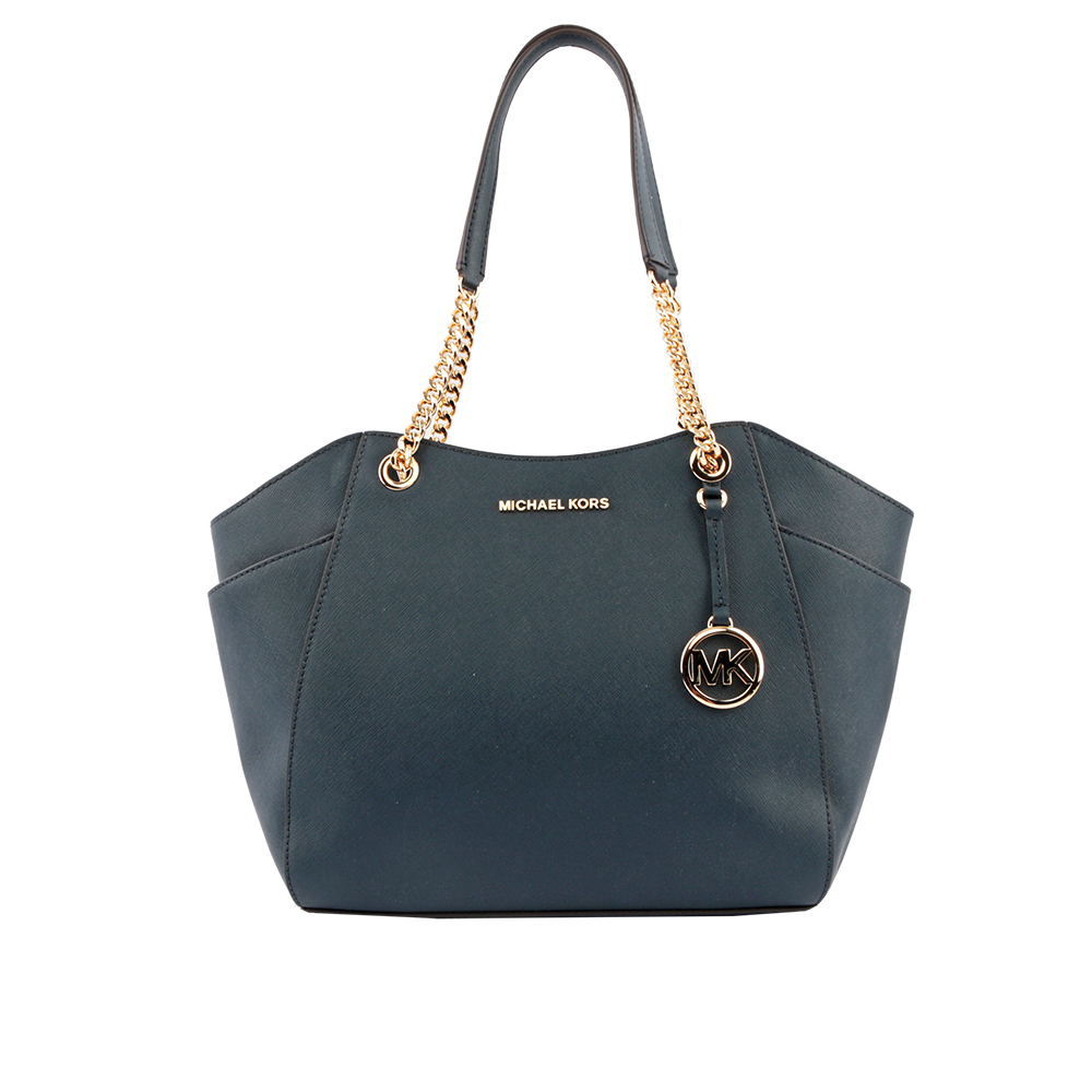 【MICHAEL KORS】JET SET TRAVEL防刮皮革托特包(海軍藍) 35T5GTVT3L NAVY