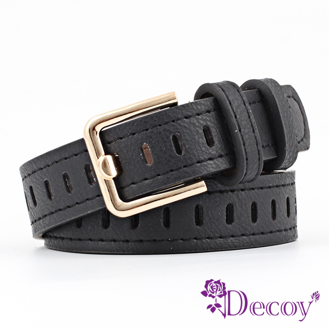 【Decoy】造型方洞＊編織修身時尚皮帶/黑