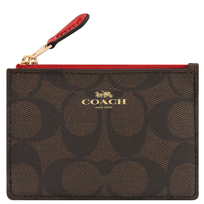 COACH 大C PVC鑰匙零錢包(紅色)