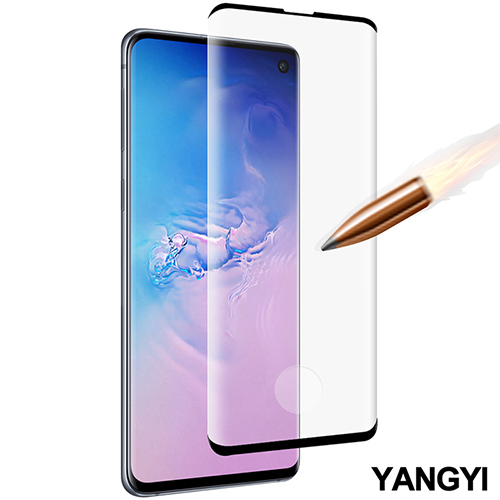 【YANGYI揚邑】Samsung Galaxy S10 滿版鋼化玻璃膜3D曲面指紋解鎖防爆抗刮保護貼-黑