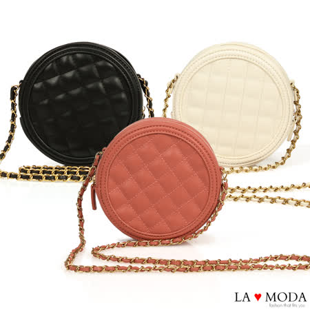 La Moda 
小香風菱格斜背小圓包