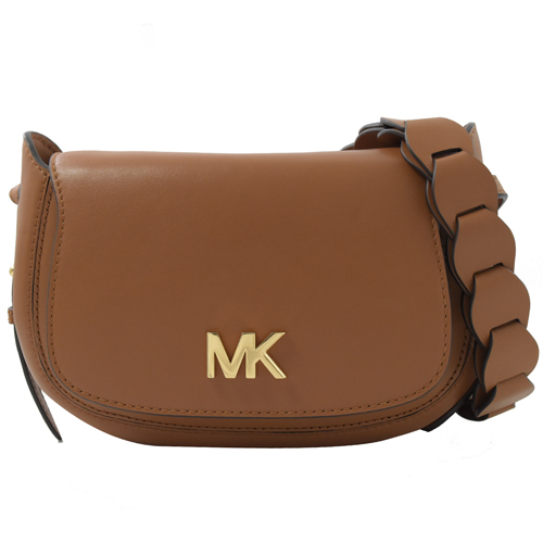 MICHAEL KORS Jolene MK LOGO牛皮肩斜馬鞍包.橡子色【專櫃款】