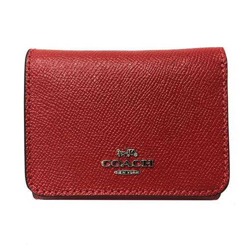 【COACH】經典 LOGO 防刮牛皮多卡片夾層短夾(紅)