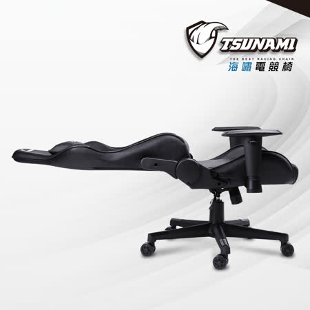 【TSUNAMI】旗艦海嘯工學皮革電競賽車椅-全黑款