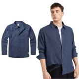 【美國 The North Face】男新款 時尚舒適保暖長袖襯衫.彈性透氣休閒上衣/46GE 深藍 N XL