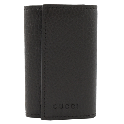 GUCCI 經典LOGO 牛皮釦式6孔鑰匙包.深咖