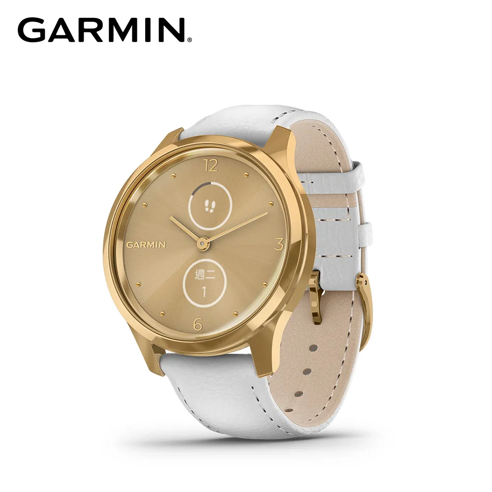 展示福利品】GARMIN vivomove Luxe (皮革) 指針智慧腕錶(42mm