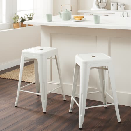 E-home Vali瓦力工業風可堆疊金屬吧檯椅-高61cm