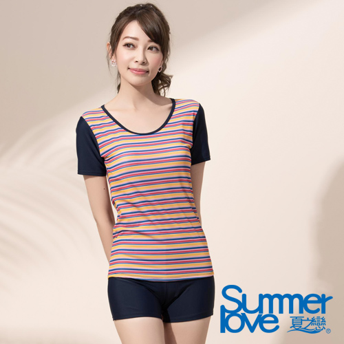 夏之戀SUMMERLOVE 大女短袖衝浪裝二件式E17796