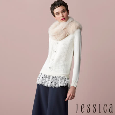 JESSICA
蕾絲下擺羊毛針織衫(白)