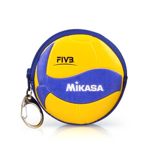 MIKASA 零錢包-鑰匙扣 排球 黃藍 F