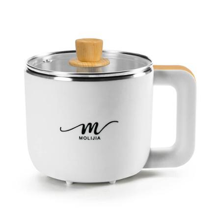 【魔力家】M19雙層防燙不鏽鋼美食鍋1.2L-木紋款_快煮鍋/電煮鍋/電碗/外宿鍋/宿舍鍋/泡麵鍋