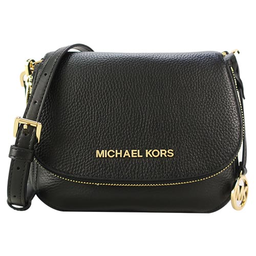 MICHAEL KORS BEDFORD 牛皮拉鍊馬鞍包-黑