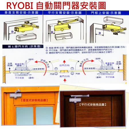 日本RYOBI 161P 平行式安裝 內停檔 5年保固 日本門弓器 自動關門器 自動閉門器 自動門弓器DIY五金