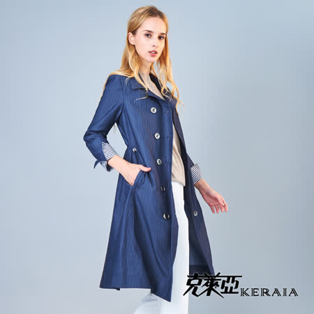 KERAIA 克萊亞
直條紋雙排釦風衣外套