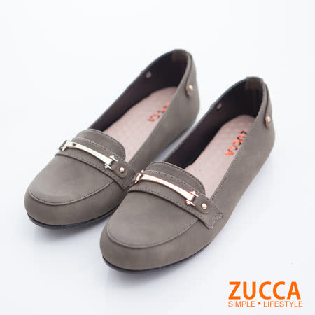 ZUCCA【z6716】絨毛皮革金屬休閒鞋-綠色