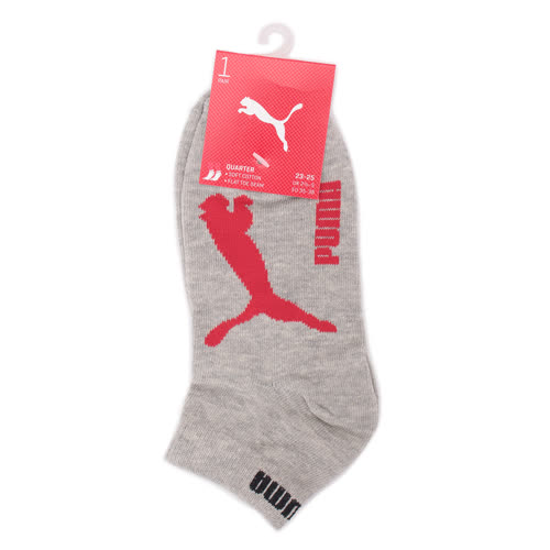 PUMA 大豹短襪 灰紅 BB109601