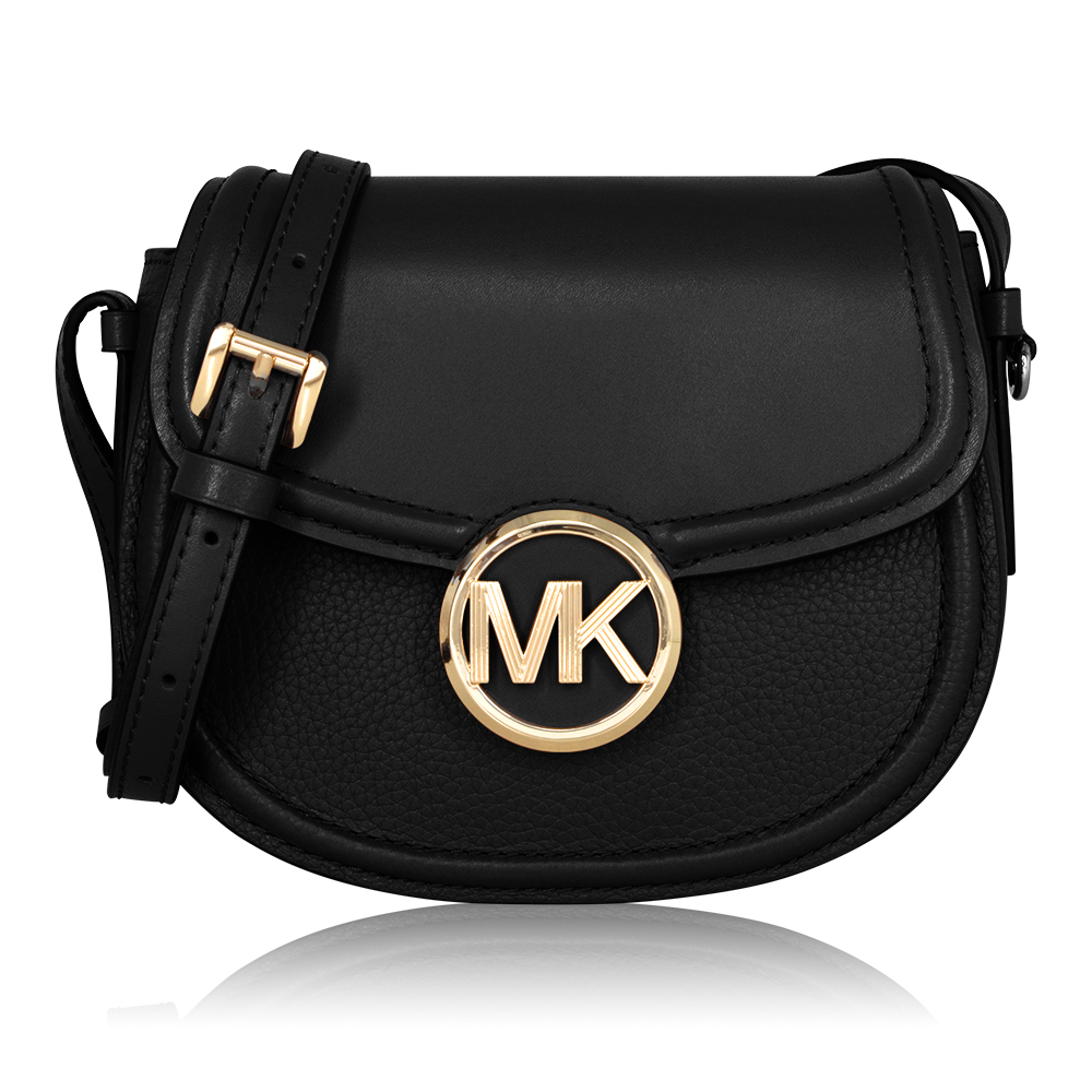 MICHAEL KORS 圓LOGO手提斜背二用馬鞍包-大/黑色