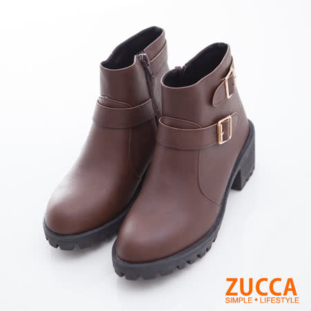ZUCCA
扣環低跟短筒靴-棕色