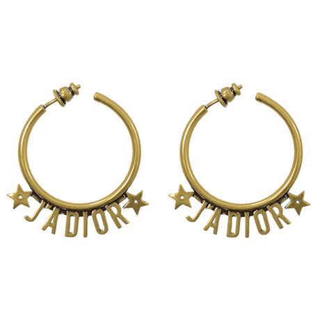 Christian Dior 
字母鍍金大圈耳環