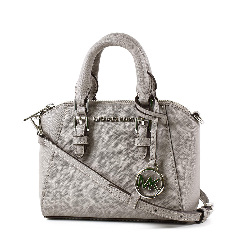MICHAEL KORS CIARA 銀字防刮皮革手提/斜背二用包-灰色/迷你款