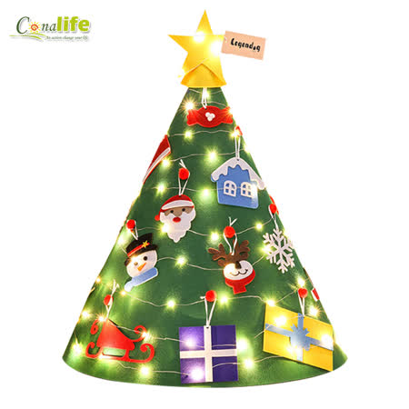[Conalife]3D帶燈立體聖誕樹2入