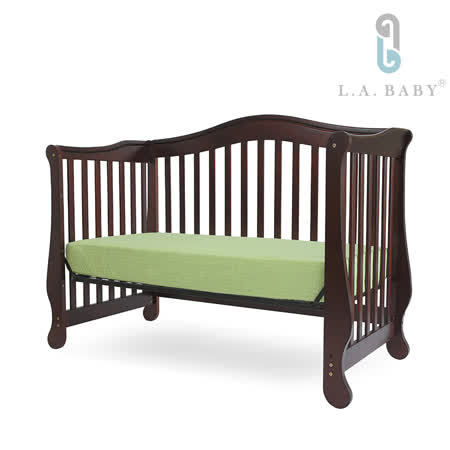 【L.A. Baby】伯蘭特美式四合一嬰兒成長床/嬰兒床(獨立筒彈簧床墊+小護欄-)兩色