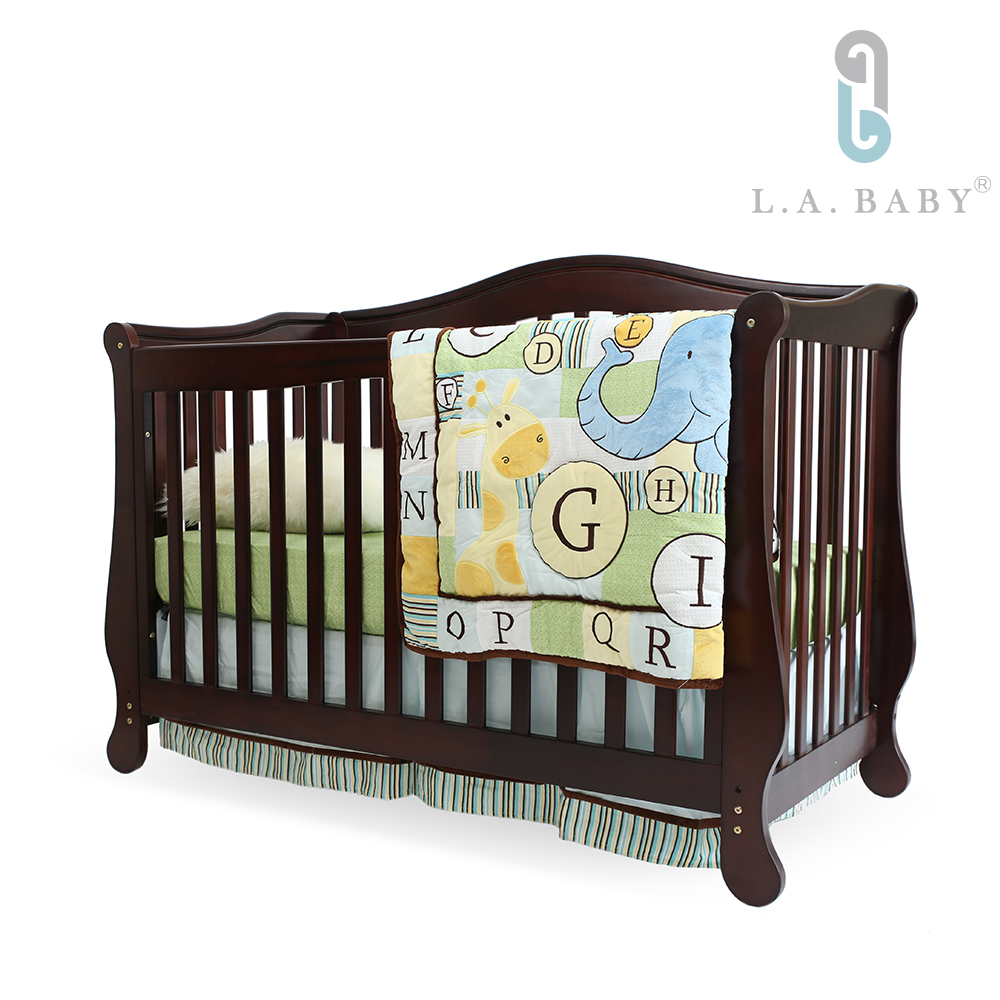 【L.A. Baby】伯蘭特美式四合一嬰兒成長床/嬰兒床(獨立筒彈簧床墊+小護欄-)兩色