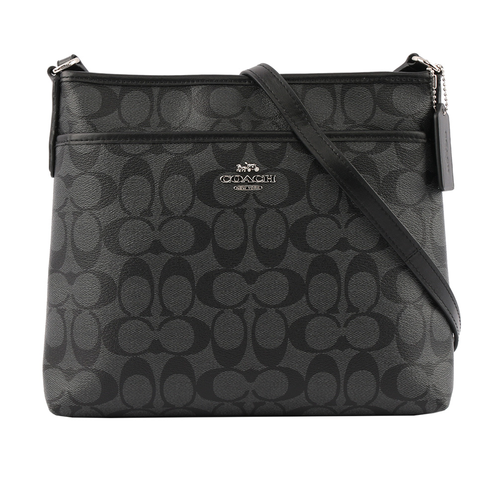 【COACH】PVC LOGO斜背包(薄款)(黑灰色) F29210 SVDK6