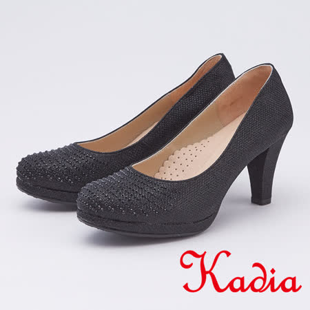kadia．晚宴婚嫁首選 排列水鑽高跟鞋(9538-95黑色)