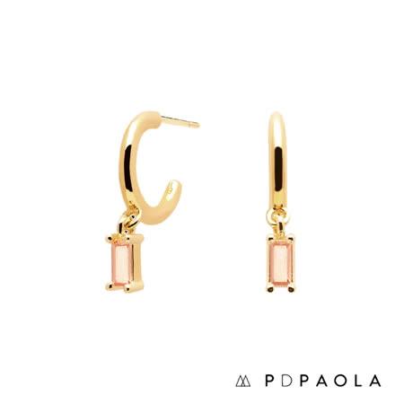 PD PAOLA 西班牙輕奢時尚 蜜桃香檳墜飾耳環 (925銀鍍18K金)
