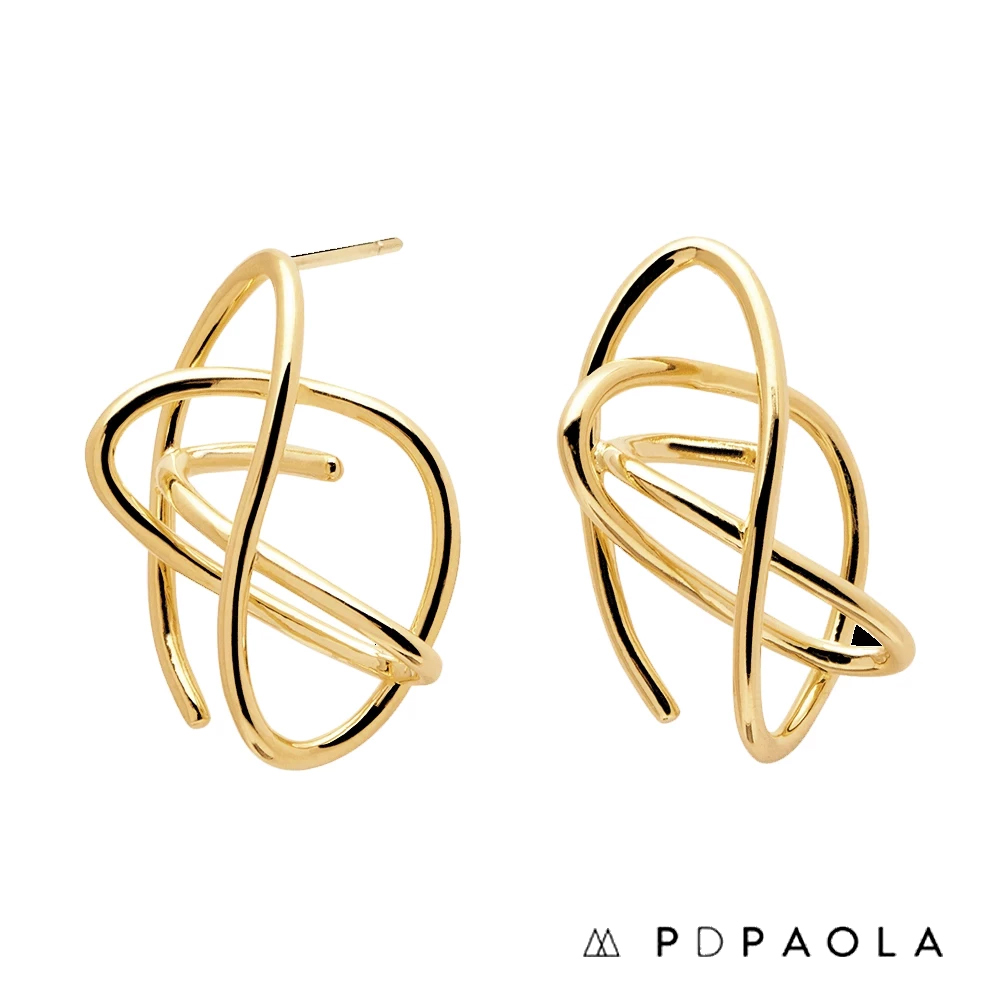 PD PAOLA 西班牙輕奢時尚 幾何璀璨線條時尚耳環 (鍍18K金)