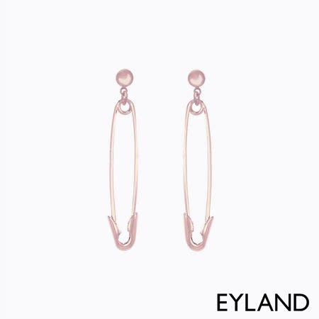 Eyland 個性別針鍍金垂墜耳環-玫瑰金 Daisy Safety Pin 英國時尚精品