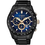 CITIZEN 星辰 光動能時尚菱紋計時手錶-43mm/藍x灰黑(CA4458-88L)