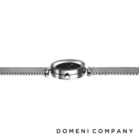 DOMENI COMPANY 不鏽鋼女錶 米蘭錶帶 星空黑錶盤 銀色 (黑色/22mm/SLW01SD-M)
