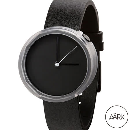 AÃRK 純黑極簡主義真皮革腕錶 (黑/38mm/PRISM-BLACK)
