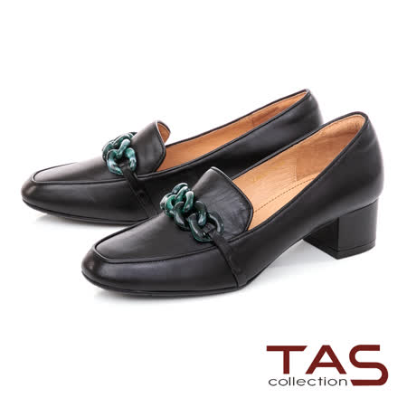 TAS
雙色鍊條飾釦低跟鞋