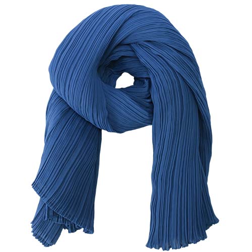 ISSEY MIYAKE 三宅一生 PLEATS PLEASE 素面圍巾/罩衫(灰藍)