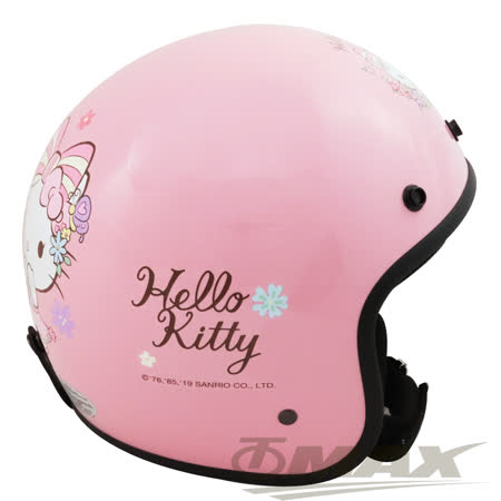 熊Kitty半罩式機車安全帽-粉紅色+抗uv短鏡片+6入安全帽內襯套