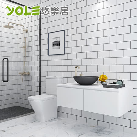 Yole悠樂居 浴室自黏耐磨防水防潮磚紋壁紙壁貼 白色 灰色 3m 年最推薦的品牌都在friday購物