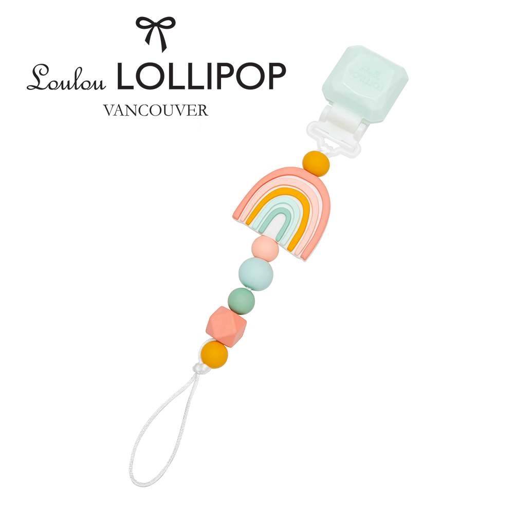 【Loulou lollipop】加拿大 甜心版串珠固齒器/奶嘴鍊夾-幸運彩虹