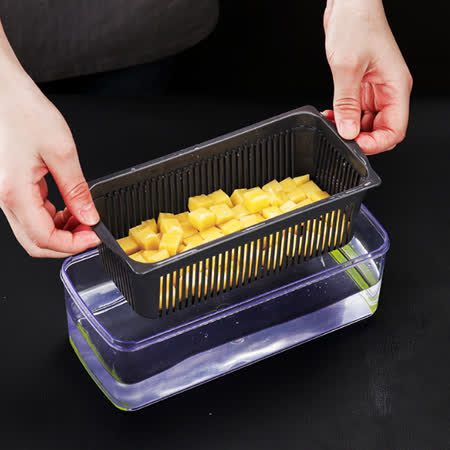 PUSH!廚房用品多功能切壓丁切條濾蛋清馬鈴薯絲手壓切菜器D191-1