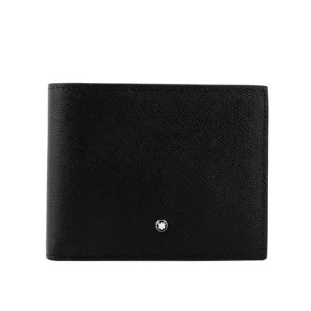 【MONTBLANC】匠心系列防刮牛皮 6卡短夾(黑色) 