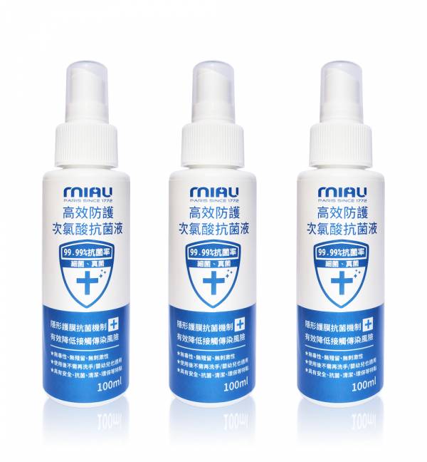MIAU  高效防護次氯酸抗菌液（100ml/瓶） 3入
