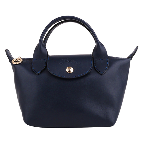LONGCHAMP- LE PLIAGE CURE迷你款皮革手提包(海軍藍)*無背帶