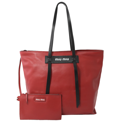 MIU MIU Grace Lux 小牛皮肩背托特包.紅