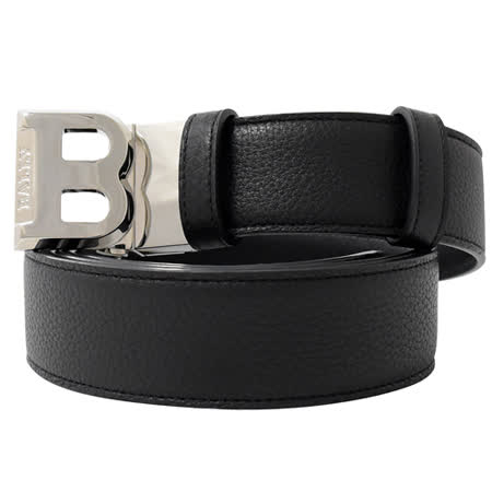 BALLY BISING 經典牛皮雙面B扣環皮帶.黑