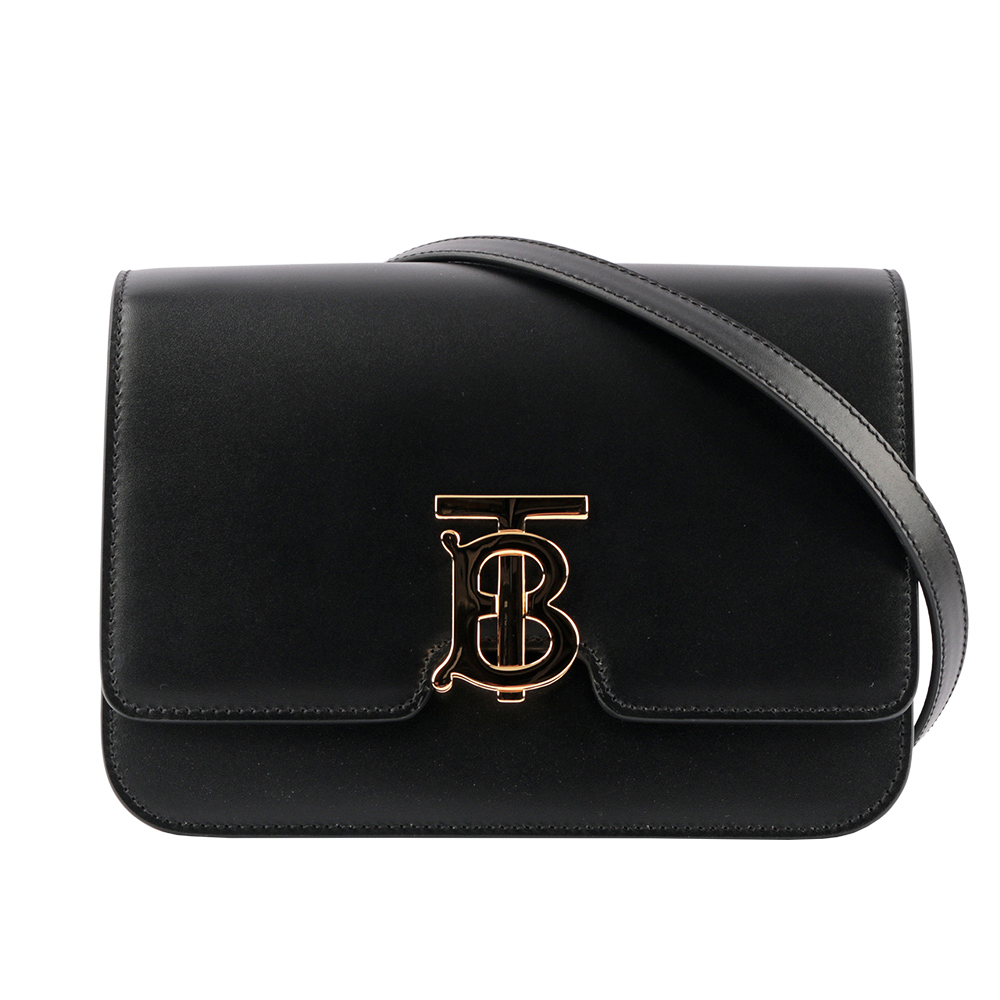 【BURBERRY】小型皮革TB斜背包(黑色) 8010334