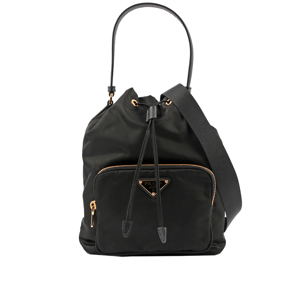 【PRADA】尼龍束口手提/斜背二用包(黑色) 1BH097 V44 F0002